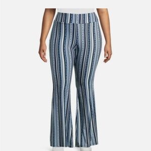 No Boundaries Blue and White Striped Flare Pants